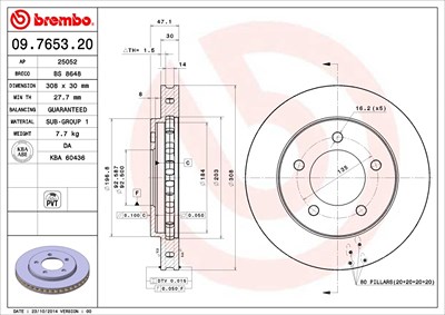 Brembo Bremsscheibe [Hersteller-Nr. 09.7653.20] für Ford Usa von BREMBO