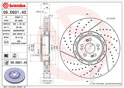 Brembo Bremsscheibe [Hersteller-Nr. 09.D601.43] für Mercedes-Benz von BREMBO