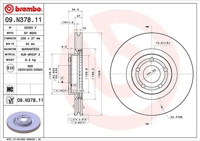 Brembo Bremsscheibe [Hersteller-Nr. 09.N378.11] für Ford von BREMBO