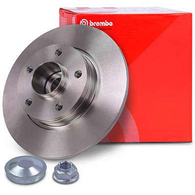Brembo 1x Bremsscheibe voll mit Radlager und ABS-Ring hinten [Hersteller-Nr. 08.9597.17] für Nissan, Opel, Renault von BREMBO