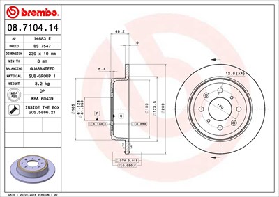 Brembo Bremsscheibe [Hersteller-Nr. 08.7104.14] für Honda von BREMBO