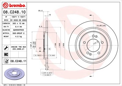 Brembo Bremsscheibe [Hersteller-Nr. 08.C248.11] für Hyundai von BREMBO