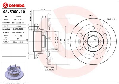 Brembo Bremsscheibe [Hersteller-Nr. 08.5959.10] für Iveco von BREMBO