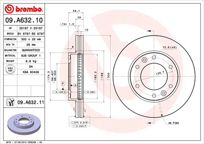 Brembo Bremsscheibe [Hersteller-Nr. 09.A632.11] für Kia von BREMBO