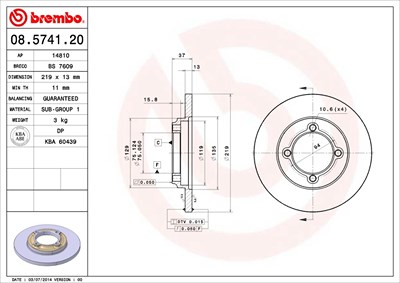 Brembo Bremsscheibe [Hersteller-Nr. 08.5741.20] für Kia von BREMBO