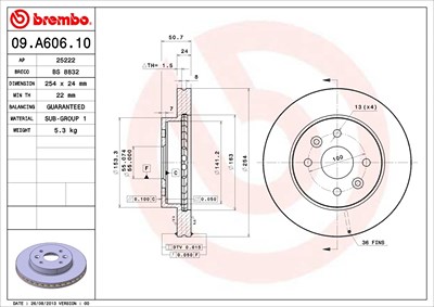 Brembo Bremsscheibe [Hersteller-Nr. 09.A606.10] für Kia von BREMBO