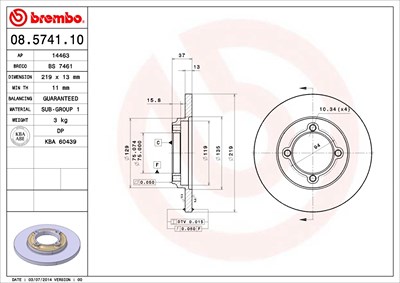 Brembo Bremsscheibe [Hersteller-Nr. 08.5741.10] für Mazda von BREMBO