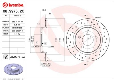 Brembo Bremsscheibe [Hersteller-Nr. 08.9975.2X] für Mazda von BREMBO