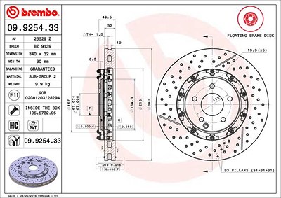 Brembo Bremsscheibe [Hersteller-Nr. 09.9254.33] für Mercedes-Benz von BREMBO