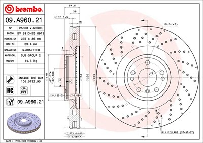 Brembo Bremsscheibe [Hersteller-Nr. 09.A960.21] für Mercedes-Benz von BREMBO