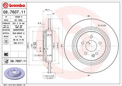 Brembo Bremsscheibe [Hersteller-Nr. 08.7607.11] für Mercedes-Benz von BREMBO