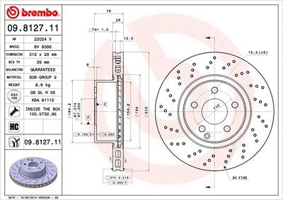 Brembo Bremsscheibe [Hersteller-Nr. 09.8127.11] für Mercedes-Benz von BREMBO