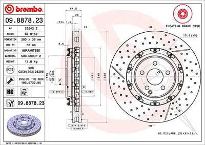 Brembo Bremsscheibe [Hersteller-Nr. 09.8878.23] für Mercedes-Benz von BREMBO