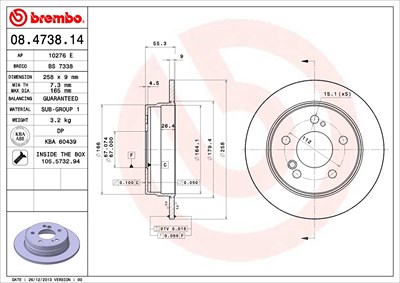 Brembo Bremsscheibe [Hersteller-Nr. 08.4738.14] für Lifan, Mercedes-Benz von BREMBO