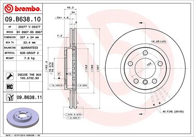 Brembo Bremsscheibe [Hersteller-Nr. 09.B638.11] für Mini von BREMBO