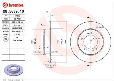 Brembo Bremsscheibe [Hersteller-Nr. 08.5639.10] für Mitsubishi von BREMBO