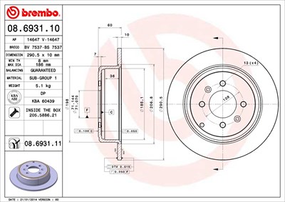 Brembo Bremsscheibe [Hersteller-Nr. 08.6931.11] für Peugeot von BREMBO