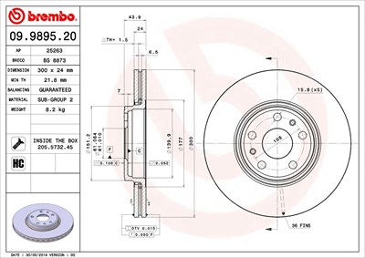 Brembo Bremsscheibe [Hersteller-Nr. 09.9895.20] für Renault von BREMBO