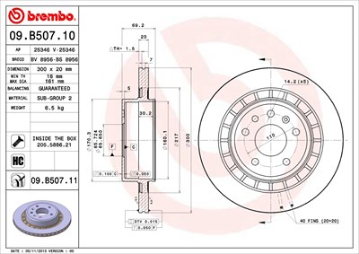 Brembo Bremsscheibe [Hersteller-Nr. 09.B507.11] für Saab von BREMBO