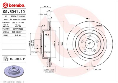 Brembo Bremsscheibe [Hersteller-Nr. 09.B041.11] für Subaru von BREMBO