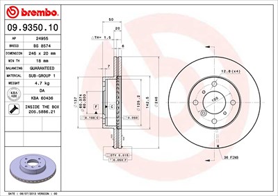Brembo Bremsscheibe [Hersteller-Nr. 09.9350.10] für Suzuki von BREMBO