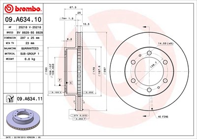 Brembo Bremsscheibe [Hersteller-Nr. 09.A634.11] für Toyota von BREMBO