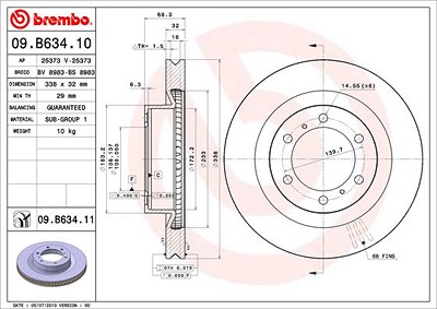 Brembo Bremsscheibe [Hersteller-Nr. 09.B634.11] für Toyota von BREMBO