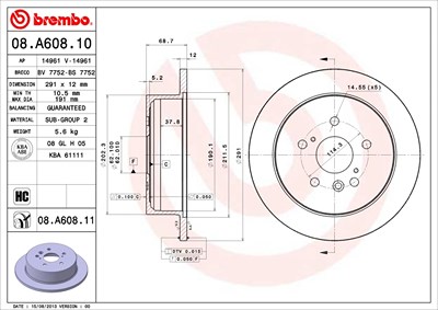 Brembo Bremsscheibe [Hersteller-Nr. 08.A608.11] für Toyota von BREMBO