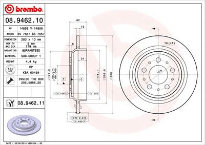 Brembo Bremsscheibe [Hersteller-Nr. 08.9462.11] für Volvo von BREMBO