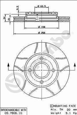 Brembo Bremsscheibe Vorderachse Belüftet [Hersteller-Nr. 09.7806.75] für Ford, Mazda von BREMBO