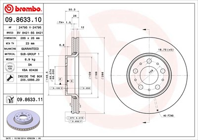 Brembo Bremsscheibe Vorderachse Belüftet [Hersteller-Nr. 09.8633.11] für Volvo von BREMBO