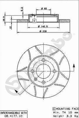 Brembo Bremsscheibe Vorderachse Voll [Hersteller-Nr. 08.4177.75] für Audi, Seat, VW von BREMBO
