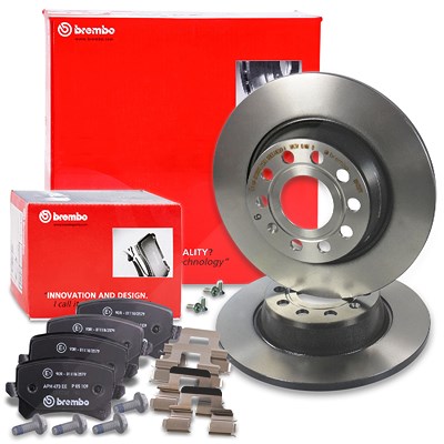 Brembo Bremsscheiben Coated+Beläge Hinten Voll für Audi, Seat, VW von BREMBO