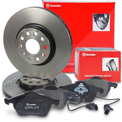 Brembo Bremsscheiben Coated+Bremsbeläge Vorne für Skoda von BREMBO