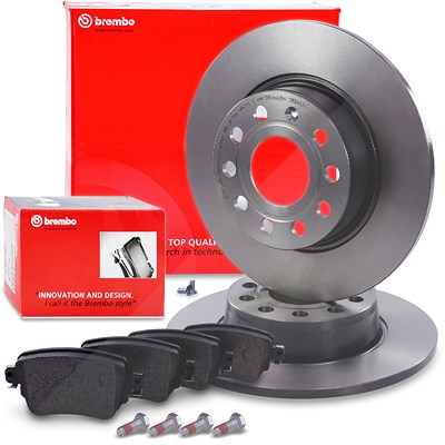 Brembo Bremsscheiben Coated Disc+Bremsbeläge Hinten für Audi, Seat, Skoda von BREMBO