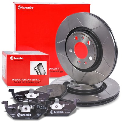 Brembo Bremsscheiben Sport Max+Bremsbeläge Vorne für Audi, Seat, Skoda, VW von BREMBO