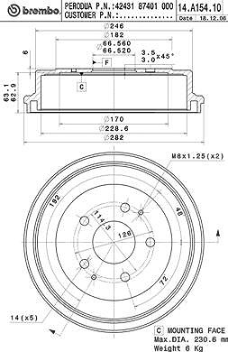 Brembo Bremstrommel [Hersteller-Nr. 14.A154.10] für Daihatsu von BREMBO