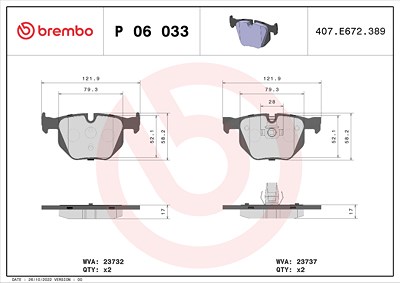 Brembo Bremsbelagsatz, Scheibenbremse [Hersteller-Nr. P06033X] für BMW von BREMBO