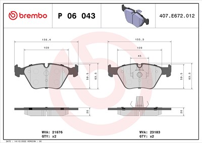 Brembo Bremsbelagsatz, Scheibenbremse [Hersteller-Nr. P06043X] für BMW, Mg, Rover, Wiesmann von BREMBO