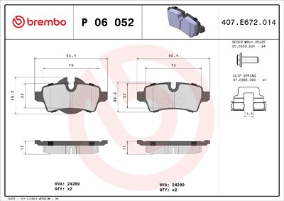 Brembo Bremsbelagsatz, Scheibenbremse [Hersteller-Nr. P06052X] für Mini von BREMBO
