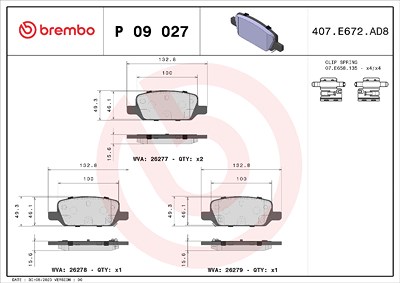 Brembo Bremsbelagsatz, Scheibenbremse [Hersteller-Nr. P09027] für Tesla von BREMBO
