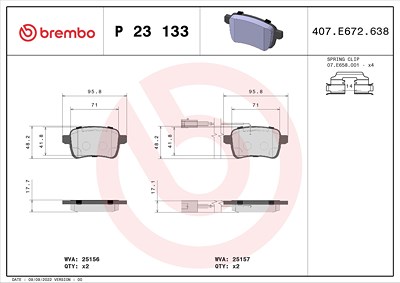 Brembo Bremsbelagsatz, Scheibenbremse [Hersteller-Nr. P23133X] für Alfa Romeo, Dodge von BREMBO