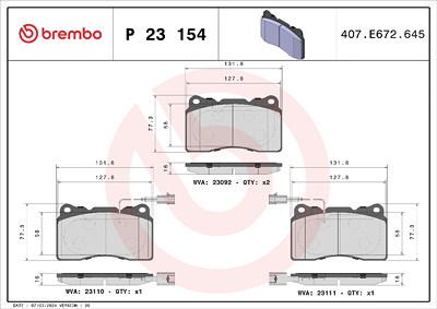 Brembo Bremsbelagsatz, Scheibenbremse [Hersteller-Nr. P23154X] für Alfa Romeo von BREMBO