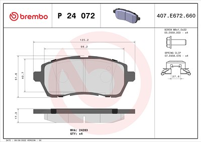 Brembo Bremsbelagsatz, Scheibenbremse [Hersteller-Nr. P24072X] für Ford, Mazda von BREMBO