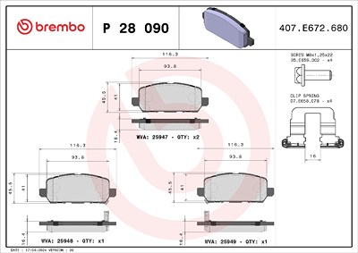 Brembo Bremsbelagsatz, Scheibenbremse [Hersteller-Nr. P28090] für Honda von BREMBO