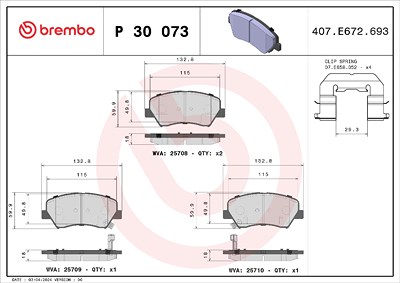 Brembo Bremsbelagsatz, Scheibenbremse [Hersteller-Nr. P30073X] für Hyundai, Kia von BREMBO