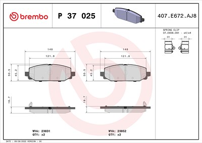 Brembo Bremsbelagsatz, Scheibenbremse [Hersteller-Nr. P37025] für Jeep von BREMBO
