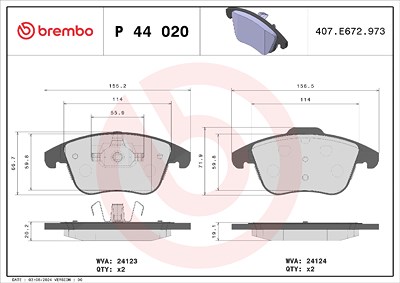 Brembo Bremsbelagsatz, Scheibenbremse [Hersteller-Nr. P44020X] für Land Rover, Mg von BREMBO