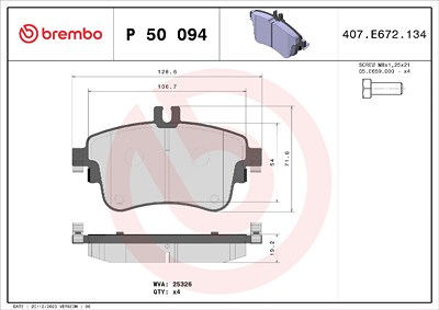 Brembo Bremsbelagsatz, Scheibenbremse [Hersteller-Nr. P50094X] für Mercedes-Benz von BREMBO