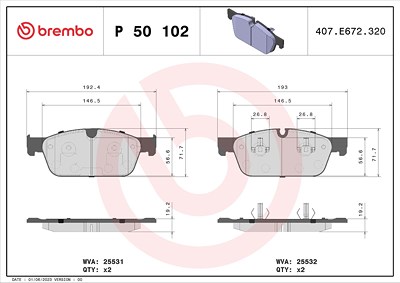 Brembo Bremsbelagsatz, Scheibenbremse [Hersteller-Nr. P50102X] für Mercedes-Benz von BREMBO